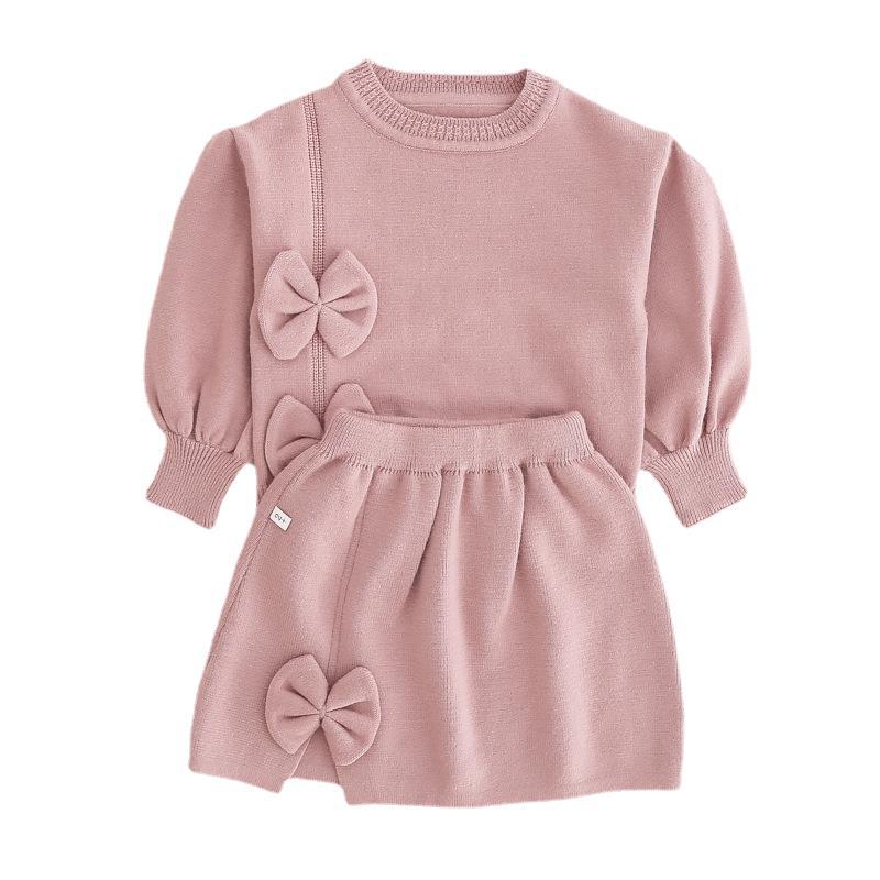 Girls' 2-Piece Winter Clothing Set: Long Sleeve Sweater and Skirt