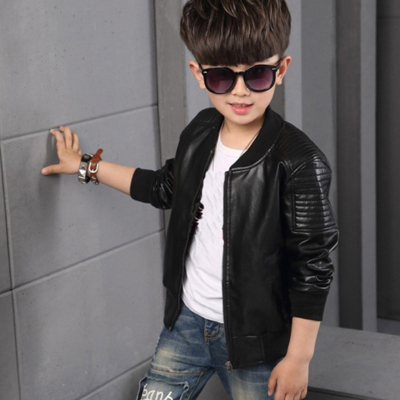 PU Leather Jacket for Boys - Spring and Autumn