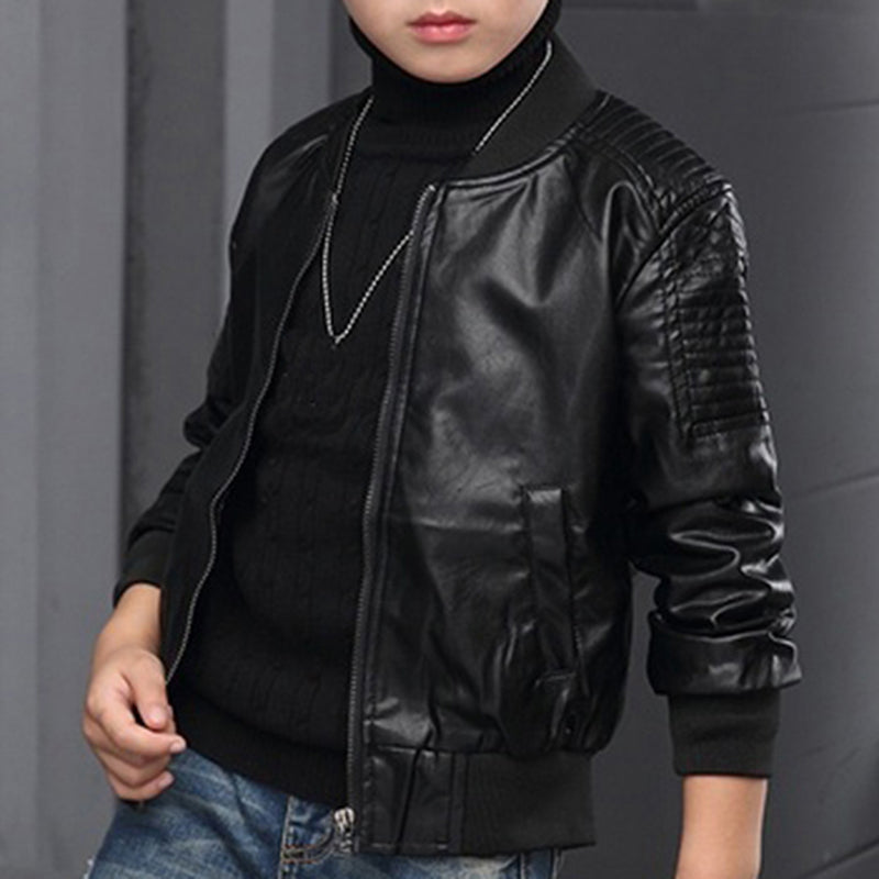 PU Leather Jacket for Boys - Spring and Autumn