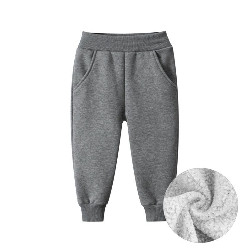 Autumn Winter Fleece Thickening Kids' Trousers for Boys