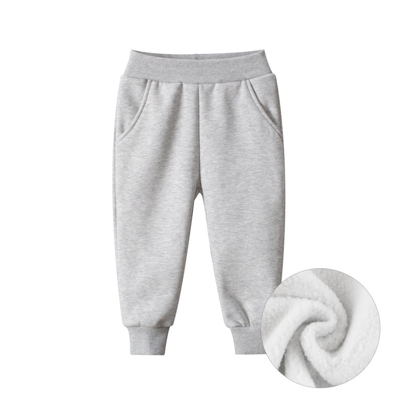 Autumn Winter Fleece Thickening Kids' Trousers for Boys