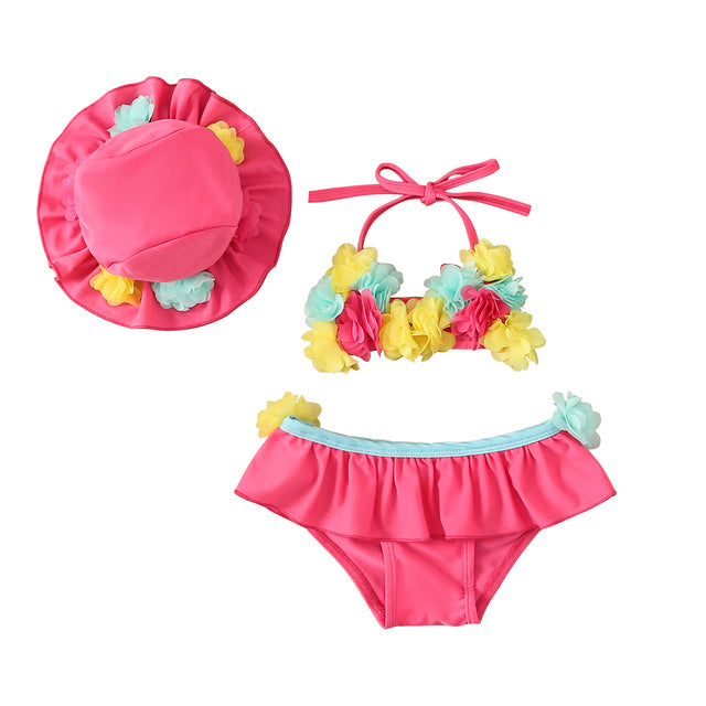 Baby Girls Three-piece Bathing Suit