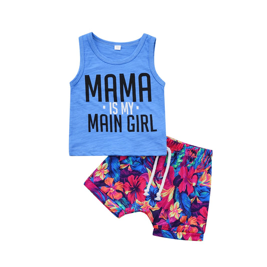 Mama's Main Girl Baby Boy Summer Outfit Set