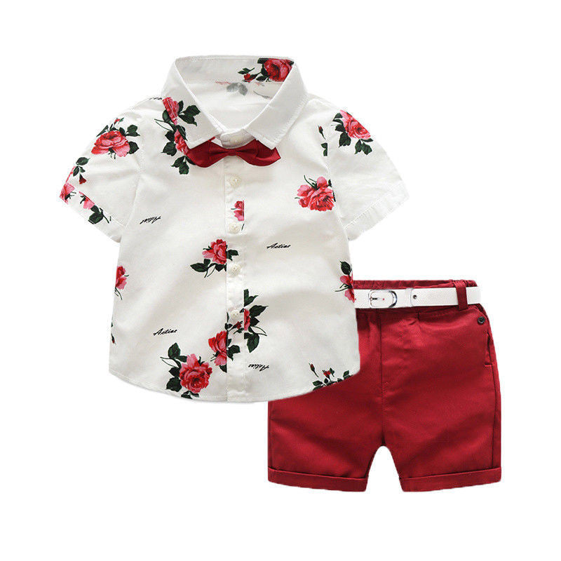 Gentleman Party Suit for Boys - Bow Tie Shirt and Shorts