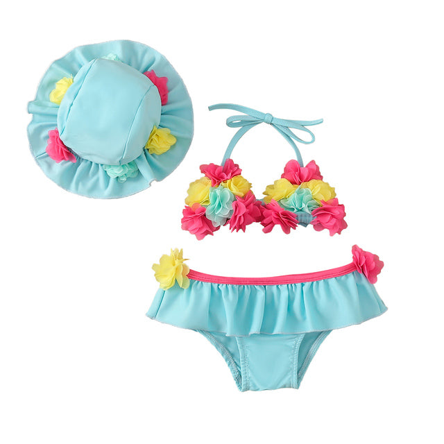 Baby Girls Three-piece Bathing Suit